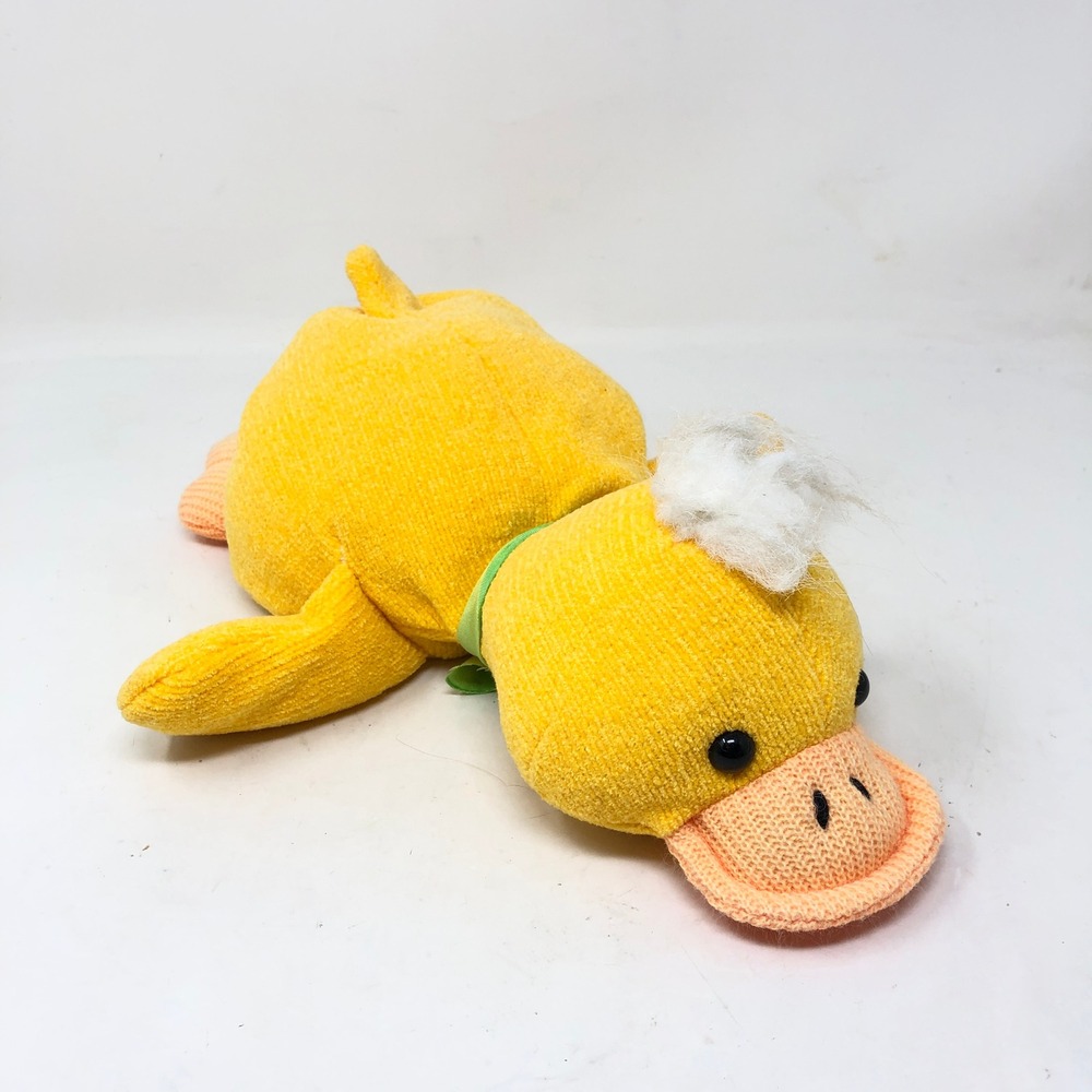 Vintage Chosun Plush Duck Yellow Corduroy Stuffed Easter Chick Bird Laying Down